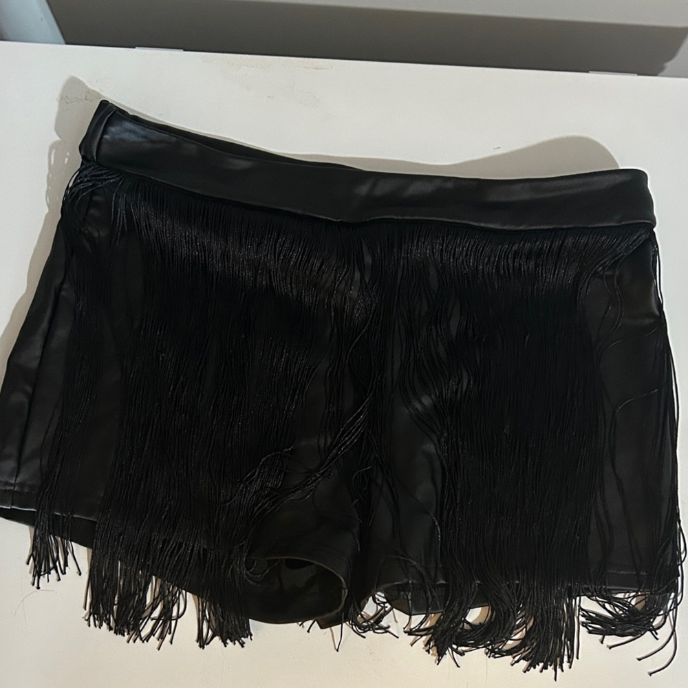 SHEIN Black High Waist Fringe Shorts